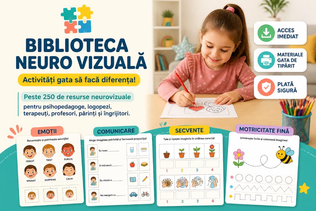 Biblioteca NeuroVizuală cu peste 250 de resurse educative