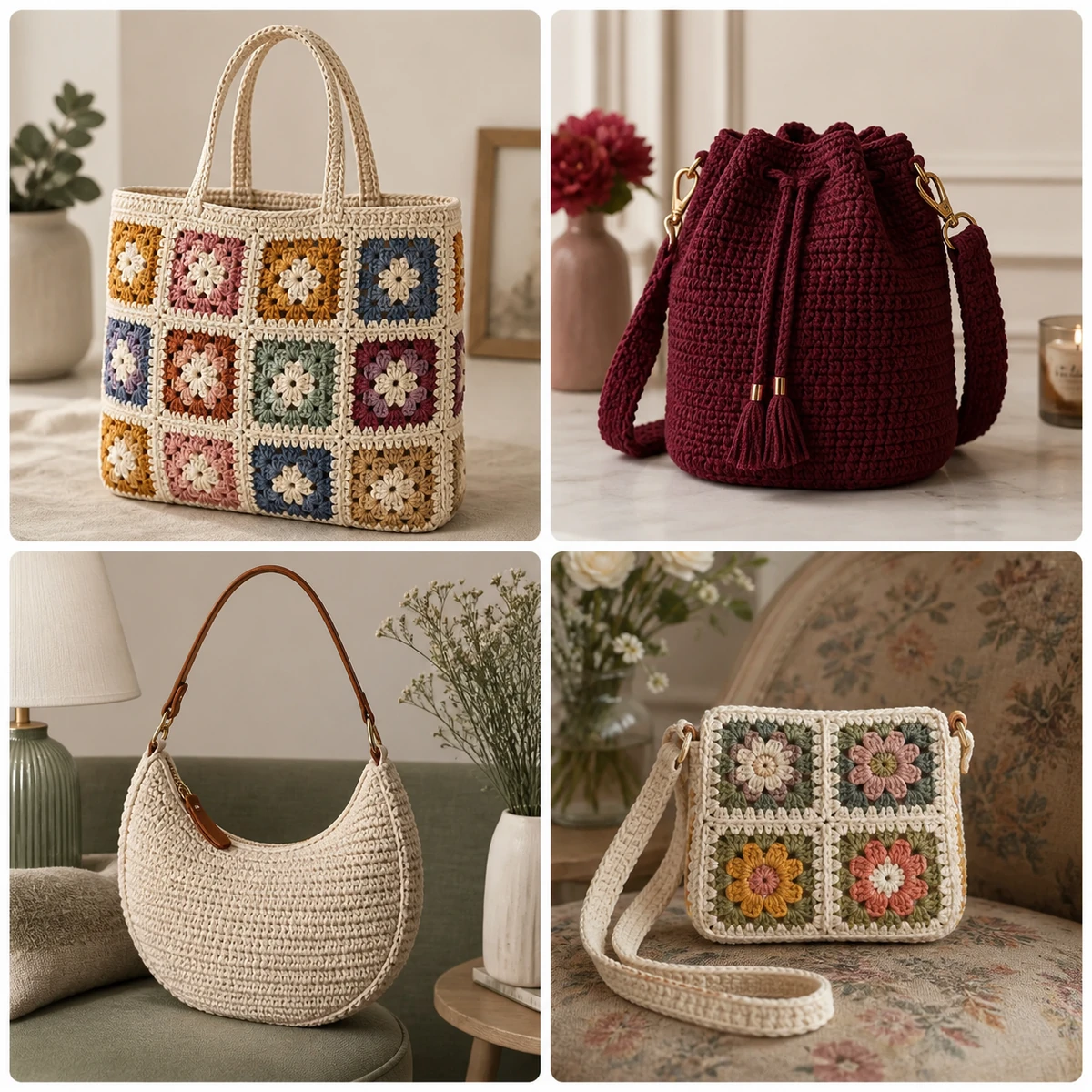 Genți Granny Square și Semilună